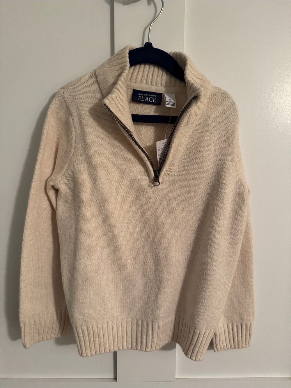 The Children's Place Cream Half-Zip Cowl Sweater size 5t